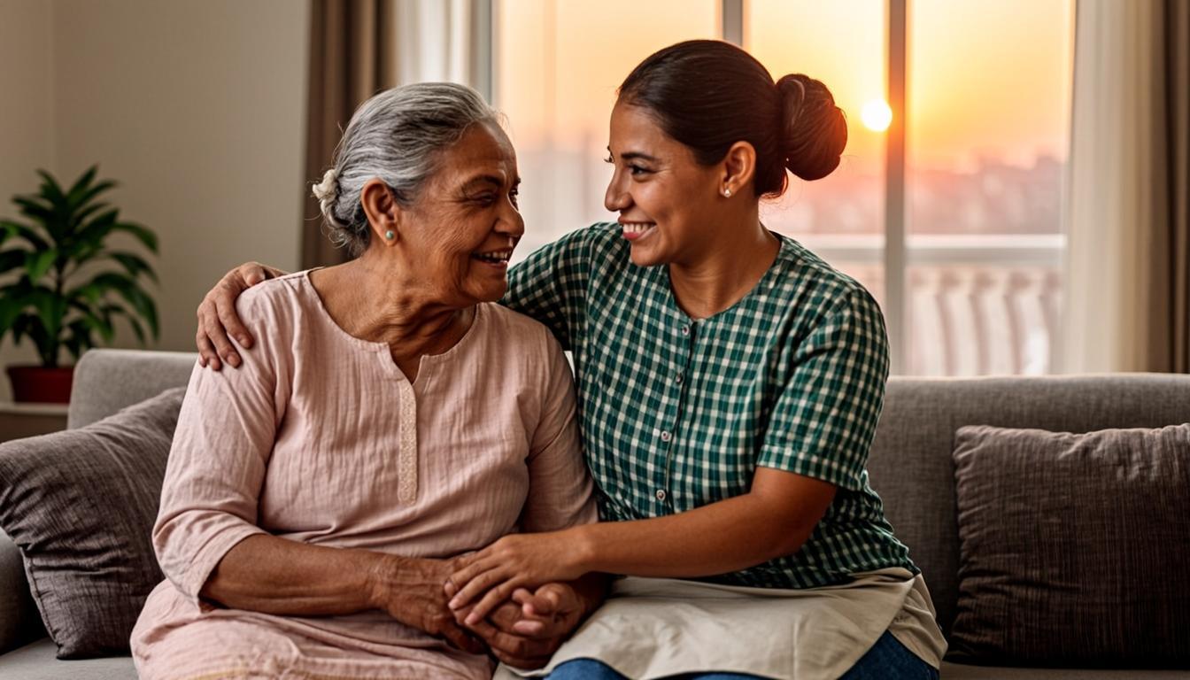 Happy family with home care
